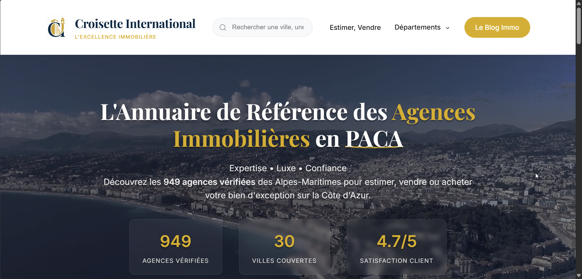 vuede la homepage du site annuaire paca